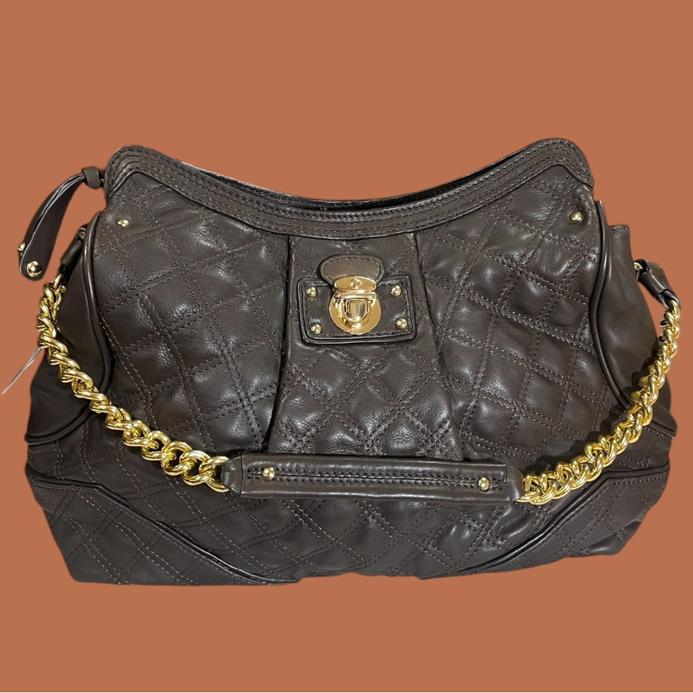 Besso Women’s Brown Quilted Leather Large Chain Strap Bag